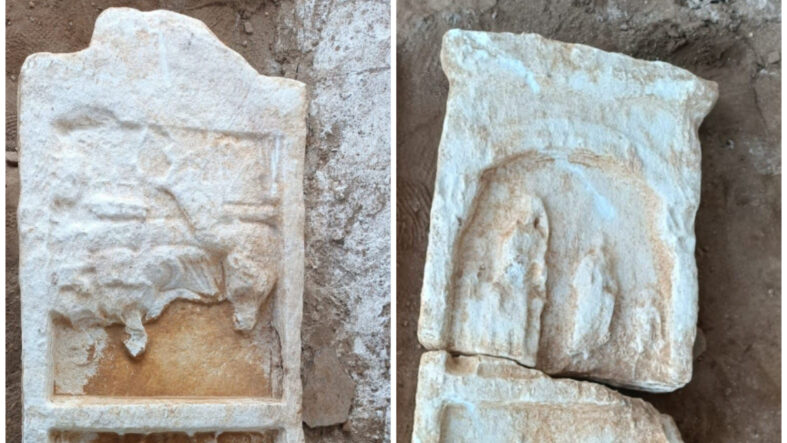 İzmir'de Roma Dönemine Ait Mezar Taşları Bahçede Bulundu